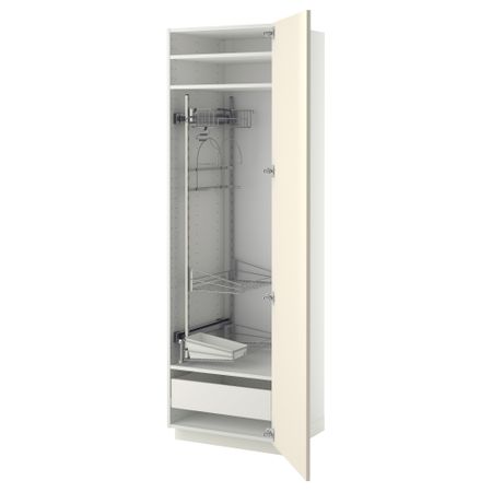 Высокий шкаф с отделением для аксессуаров, для уборки МЕТОД / ФОРВАРА, белый, Рингульт кремовый