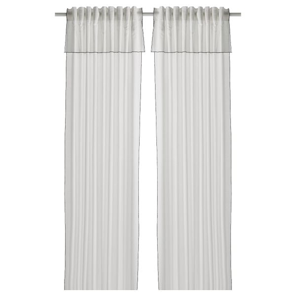 Гардины, 2 шт., белый, черный 145x300 см IKEA MOALISA МОАЛИЗА 504.995.15 - фото 1