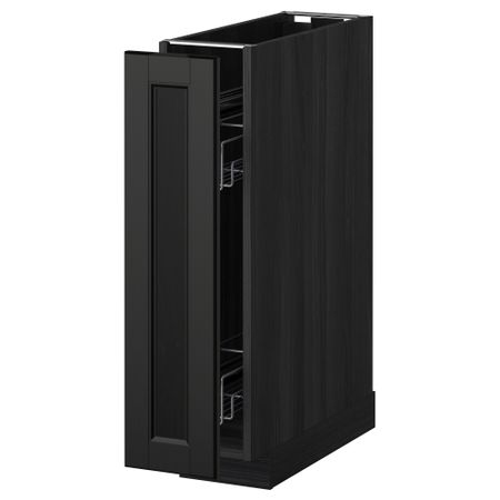 Напольный шкаф, выдвижной внутрений элемент МЕТОД, черный, Лаксарби черно-коричневый (20x60 см)