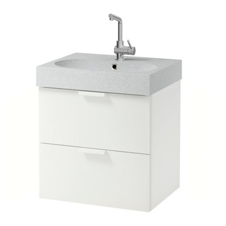 Шкаф для раковины с 2 ящиками ГОДМОРГОН / БРОВИКЕН, белый, светло-серый (60x49x68 см)