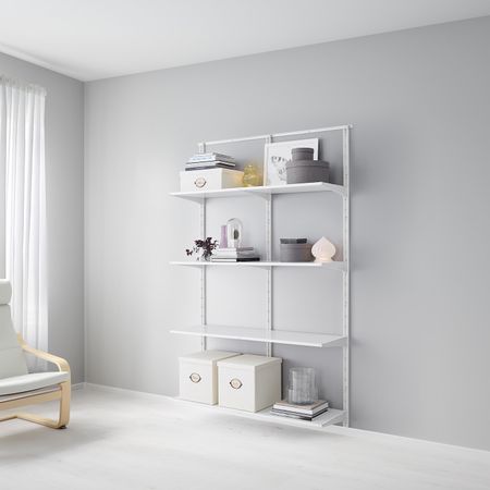 Настенная шина/полки, белый 132x41x199 см IKEA АЛЬГОТ 192.302.37