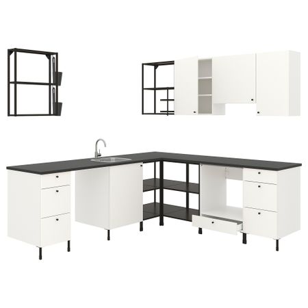 Угловая кухня, антрацит/белый IKEA ENHET 093.380.21