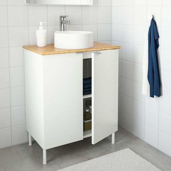 Шкаф под раковину с 2 дверц, белый, бамбук ЭНСЕН смеситель 62x40x87 см IKEA ЛИЛЛОНГЕН/ВИСКАН / ГУТВИКЕН 792.946.36 - схема-чертеж с размерами