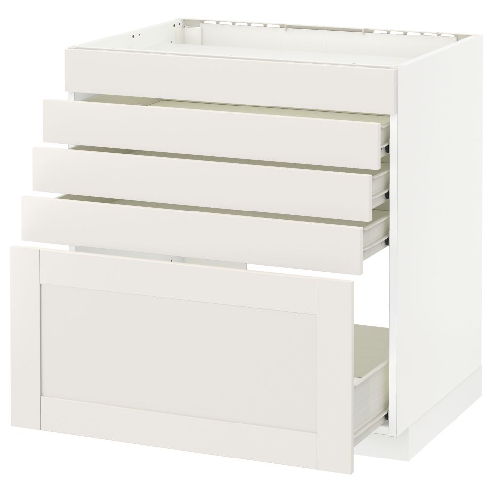 Напольный шкаф для варочной панели, 5 фасадов, 4 ящиков МЕТОД / ФОРВАРА, белый, Сэведаль белый - схема-чертеж с размерами