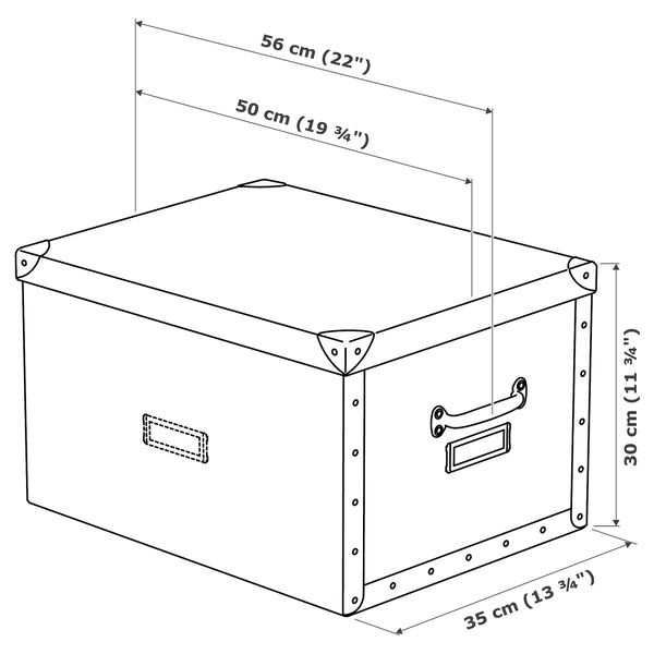 Коробка с крышкой ФЬЕЛЛА, белый, в горошек (35x56x30 см) - схема-чертеж с размерами
