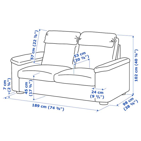 2-местный диван, Гранн/Бумстад золотисто-коричневый IKEA LIDHULT ЛИДГУЛЬТ 892.570.25 - схема-чертеж с размерами