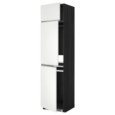 Высокий шкаф для холодильника или морозильника, с 3 дверями МЕТОД, черный, Нодста белый (60x60x240 см)