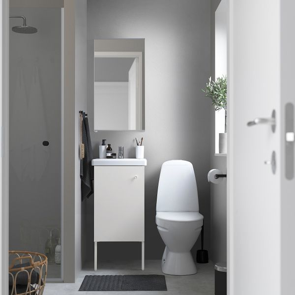 Комплект мебели для ванной,7 предм., белый/ПИЛКОН смеситель 44x43x88 см IKEA FISKÅN ФИСКОН / TVÄLLEN ТВЭЛЛЕН 494.309.04 - схема-чертеж с размерами