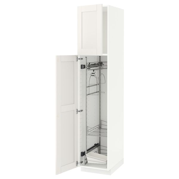 Высокий шкаф с отделением для аксессуаров для/уборки, белый/Сэведаль белый 40x60x200 см IKEA METOD МЕТОД 994.453.09 - фото 1