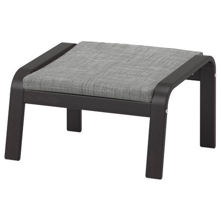 Табурет для ног ПОЭНГ, черно-коричневый, Исунда серый
