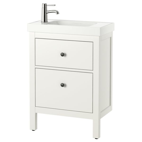 Шкаф для раковины с 2 ящиками ХЕМНЭС / ХАГАВИКЕН, белый (63x34x90 см) - фото 1