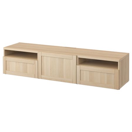 Тумба под ТВ БЕСТО, Ханвикен под беленый дуб (180x40x38 см)