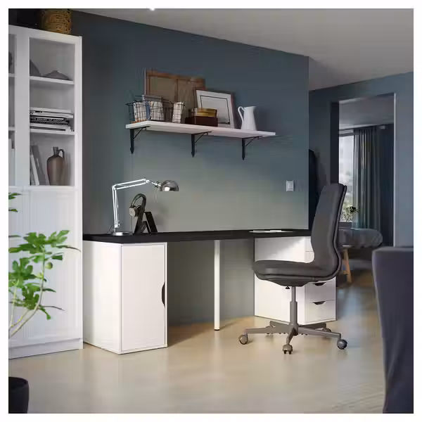 LAGKAPTEN / ALEX Письменный стол - черно-коричневый/белый 200x60 см - фото 4