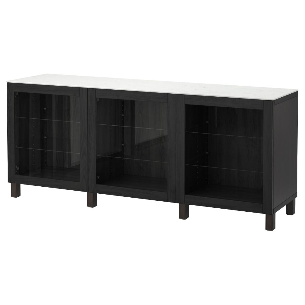 Комбинация для хранения с дверцами БЕСТО, черно-коричневый, Синдвик черно-коричневый прозрачное стекло (180x42x74 см) - фото 1