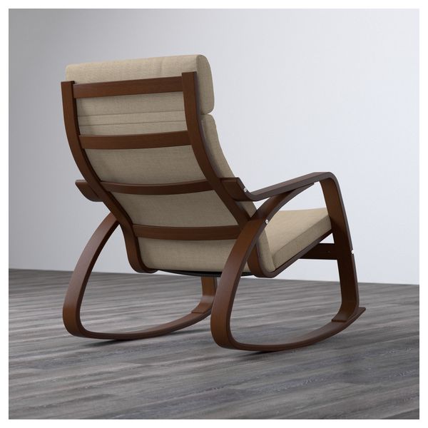 Кресло-качалка ПОЭНГ, классический коричневый, Исунда бежевый - фото 3