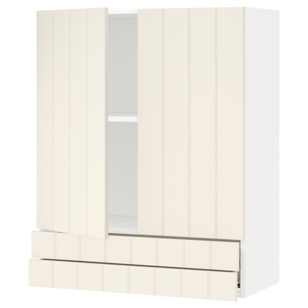 Навесной шкаф, 2 дверцы, 2 ящика МЕТОД / ФОРВАРА, белый, Хитарп белый с оттенком - схема-чертеж с размерами