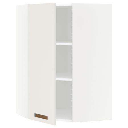 Угловой навесной шкаф с полками МЕТОД, белый, Мэрста белый