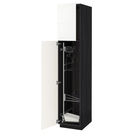 Высокий шкаф с отделением для аксессуаров, для уборки МЕТОД, черный, Рингульт белый