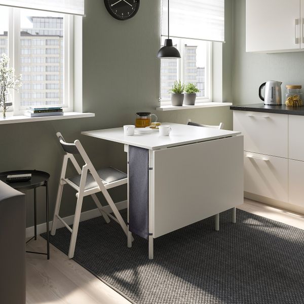 Стол и 4 стула, белый, светло-серый/Книса белый, светло-серый 89x98 см IKEA KALLHÄLL КАЛЛХЭЛЛ / TERJE ТЕРЬЕ 794.281.79 - фото 3