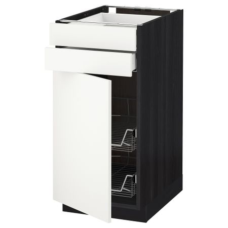 Напольный шкаф, дверца, 2 ящика, проволочных корзин МЕТОД / МАКСИМЕРА, черный, Хэггеби белый