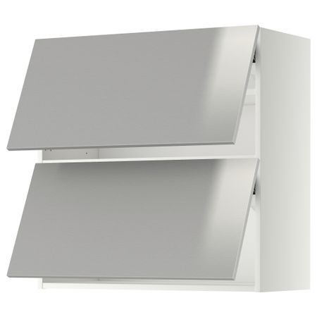 Навесной шкаф, 2 дверцы, горизонтальный МЕТОД, белый, Гревста нержавеющ сталь