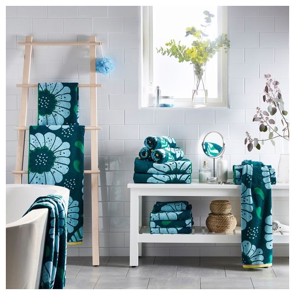 Банное полотенце, синий, разноцветный 70x140 см IKEA САНДВИЛАН 404.304.80 - фото 2