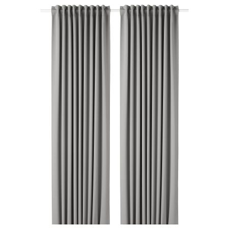 Гардины, блокирующие свет, 1 пара МАЙГУЛЛ, серый (145x300 см)