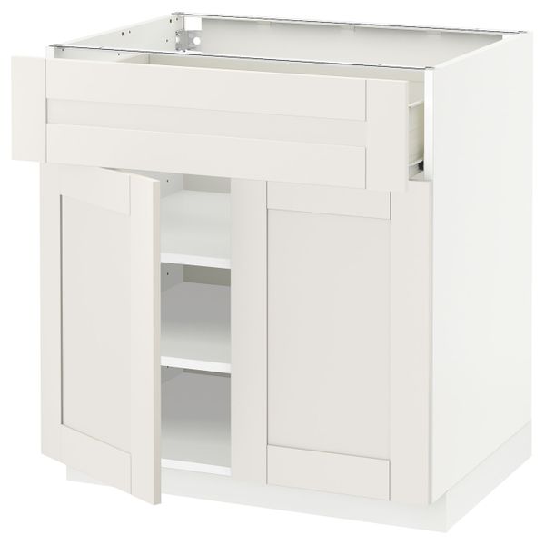 Напольный шкаф + ящик/2дверцы, белый/Сэведаль белый 80x60 см IKEA МЕТОД / ФОРВАРА 992.655.67 - схема-чертеж с размерами