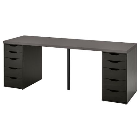 Письменный стол, 200x60 см, темно-серый, черно-коричневый IKEA ALEX АЛЕКС, LAGKAPTEN ЛАГКАПТЕН 894.175.71