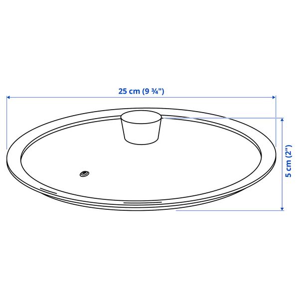 KLOCKREN Крышка для сковороды - стекло 25 см - схема-чертеж с размерами