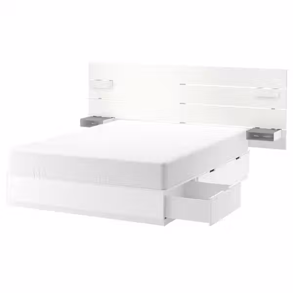 NORDLI Каркас кровати/отд д/хран/изголовье - белый 160x200 см - фото 1