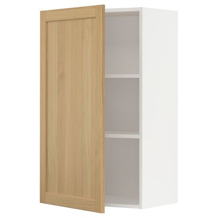 METOD Навесной шкаф с полками - белый/Forsbacka дуб 60x100 см
