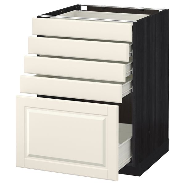 Напольный шкаф с 5 ящиками МЕТОД / ФОРВАРА, черный, Будбин белый с оттенком - схема-чертеж с размерами