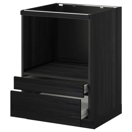 Напольный шкаф для комбинирования СВЧ, ящики МЕТОД / ФОРВАРА, черный, Тингсрид черный (60x60 см)