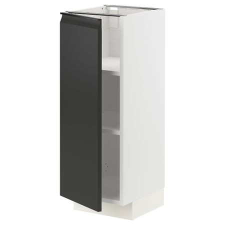 Напольный шкаф с полками, белый, Upplöv матовый антрацит, 30x37 см IKEA METOD МЕТОД 094.929.89