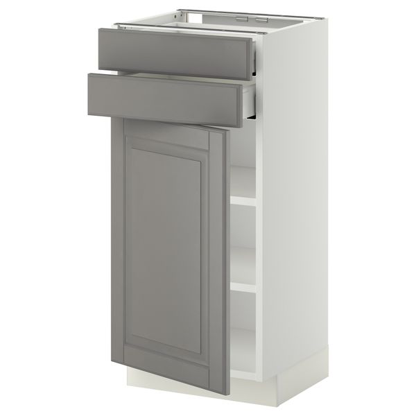Напольный шкаф с дверцей, 2 ящиками МЕТОД / МАКСИМЕРА, белый, Будбин серый - схема-чертеж с размерами