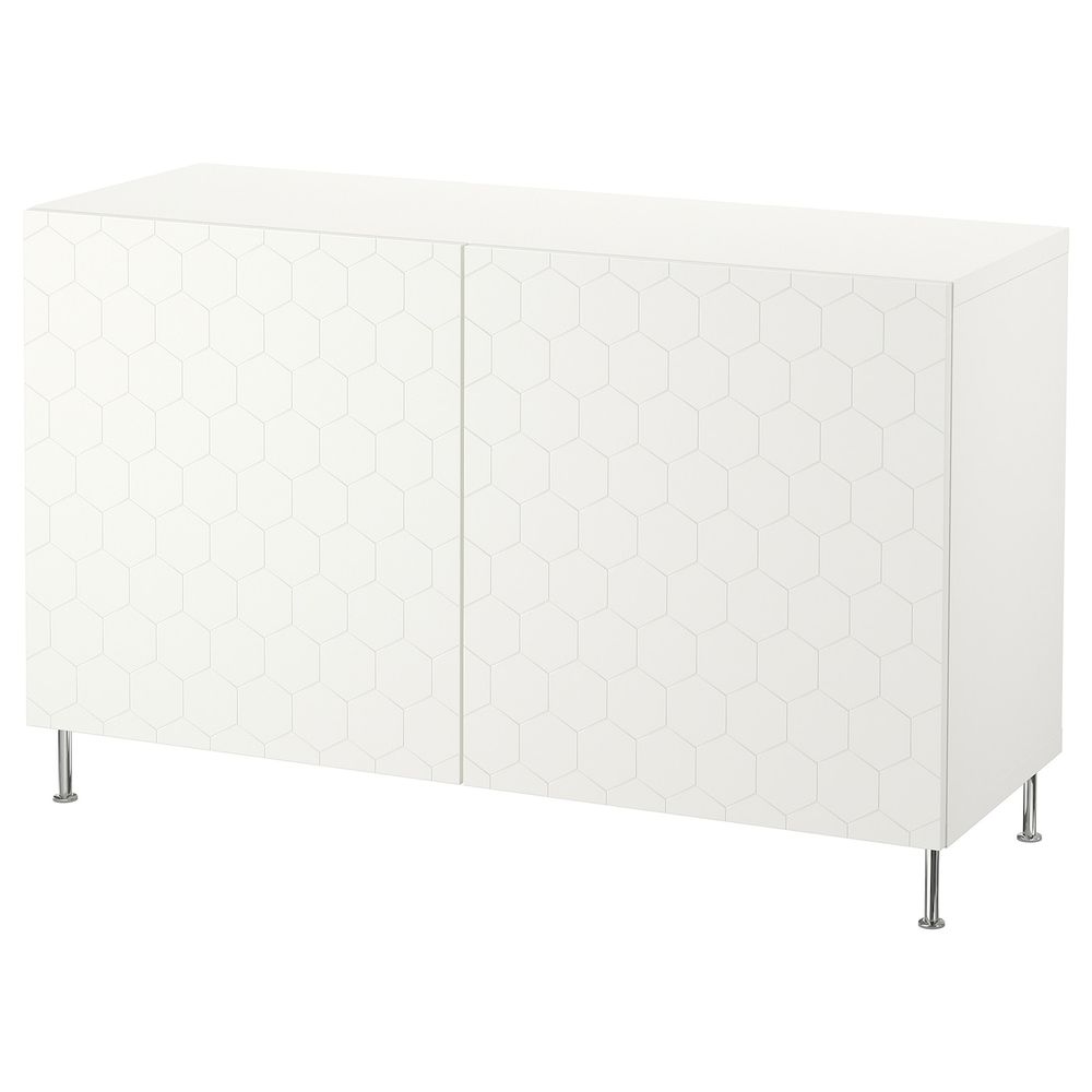 Комбинация для хранения с дверцами, белый/вассвик/сталларп белый 120x40x74 см IKEA БЕСТО 692.666.29 - фото 1