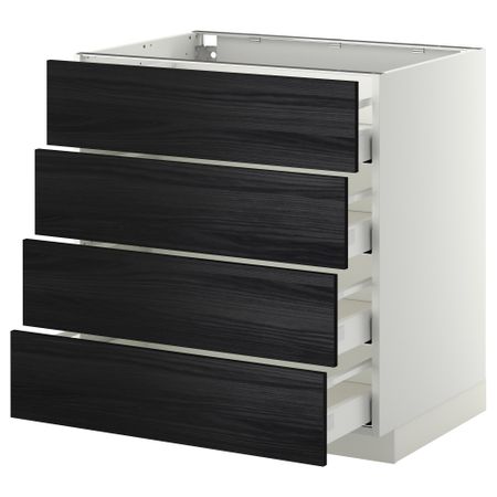 Напольный шкаф 4 фронтальных панели, 4 ящика МЕТОД / МАКСИМЕРА, белый, Тингсрид черный