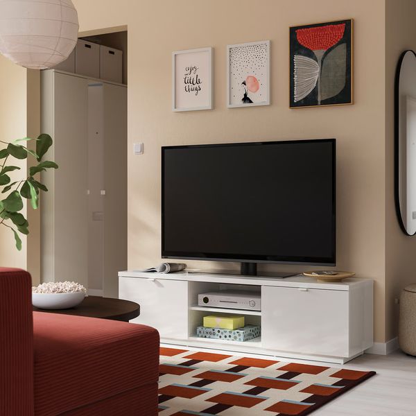 BYÅS Тумба под ТВ - глянцевый белый 160x42x45 см - фото 2