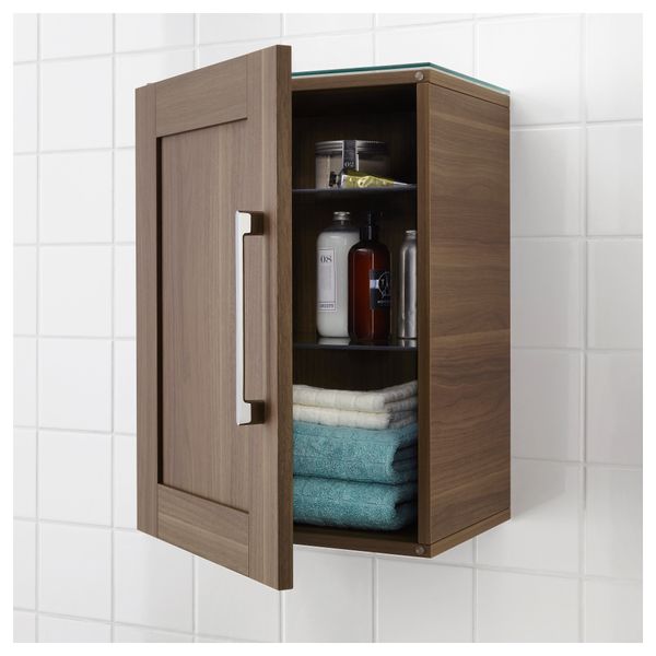 Навесной шкаф с 1 дверцей ГОДМОРГОН, под грецкий орех (40x32x58 см) - схема-чертеж с размерами