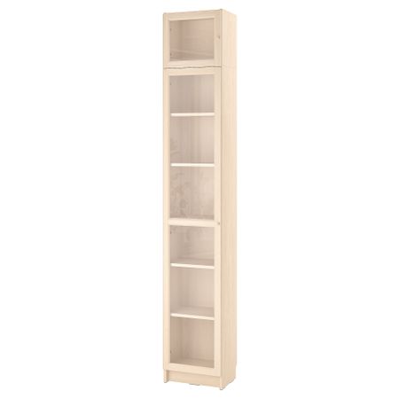Стеллаж + стекло. двери, Дополнительный. модуль, под березу, 40x30x237 см IKEA BILLY БИЛЛИ, OXBERG ОКСБЕРГ 994.833.58