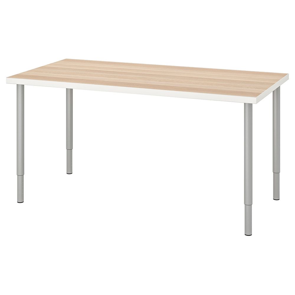 Стол, белый под беленый дуб/серебристый 150x75 см IKEA LINNMON ЛИННМОН / OLOV ОЛОВ 993.296.06 - фото 1