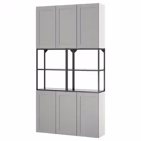 ENHET Комбинация д/хранения - антрацит/серый каркас 120x32x225 см