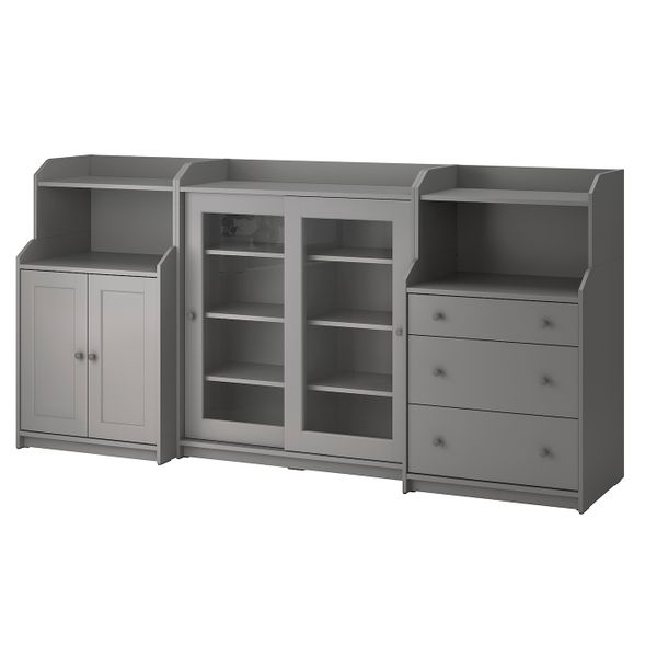 Комбинация для хранения, серый 244x46x116 см IKEA HAUGA ХАУГА 593.887.11 - фото 1