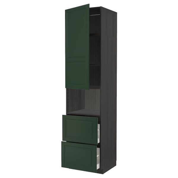 Высокий шкаф для СВЧ/дверца/2ящика, черный/Будбин темно-зеленый 60x60x240 см IKEA МЕТОД / МАКСИМЕРА 093.135.39 - схема-чертеж с размерами
