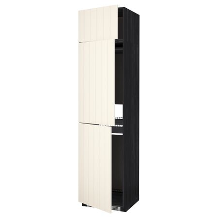 Высокий шкаф для холодильника или морозильника, с 3 дверями МЕТОД, черный, Хитарп белый с оттенком (60x60x240 см)