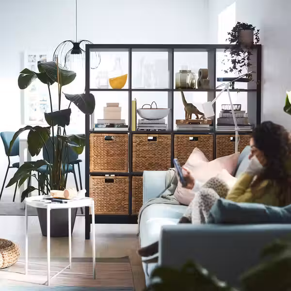 KALLAX Стеллаж с основанием - черно-коричневый/чёрный 147x164 см - фото 3