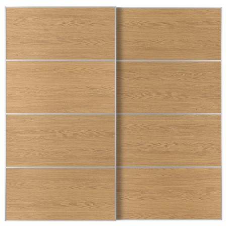 MEHAMN Пара раздвижных дверей - алюминий/двусторонний под дуб 200x201 см