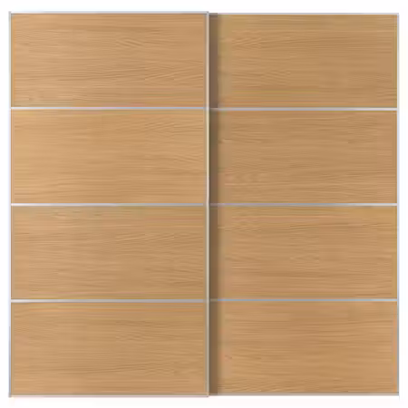 MEHAMN Пара раздвижных дверей - алюминий/двусторонний под дуб 200x201 см