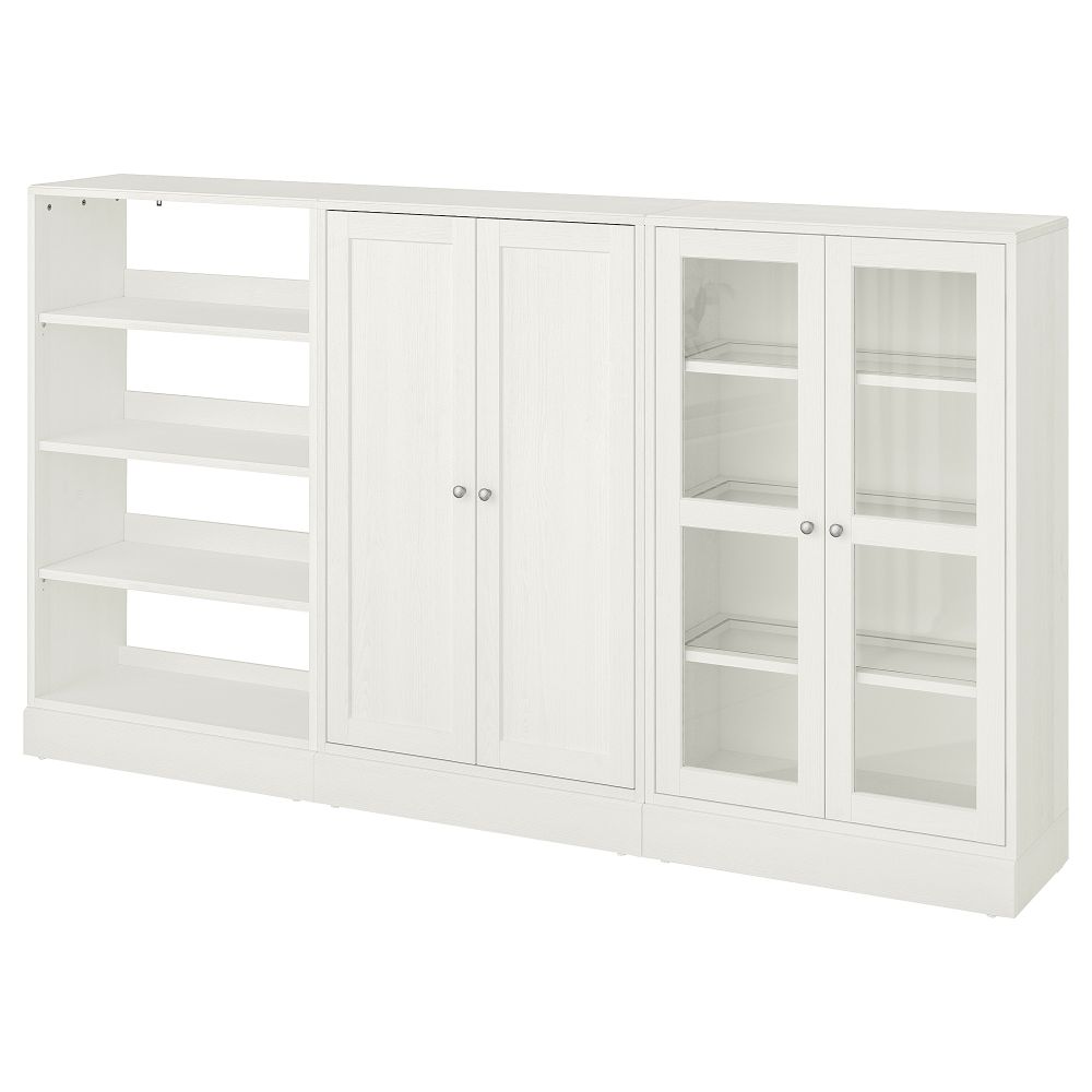Комбинация для хранения с стеклянная дверцы, 243x37x134 см, белый IKEA HAVSTA ХАВСТА 792.659.74 - фото 1
